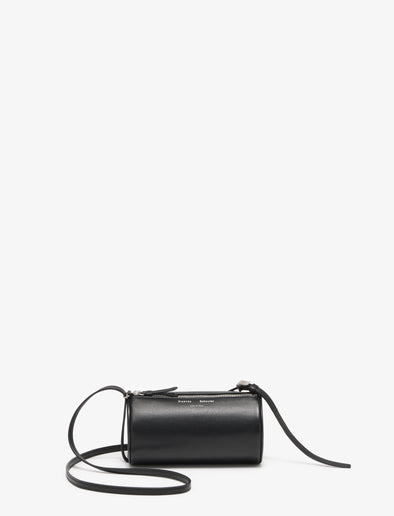 Proenza Schouler Front image of Crossbody Silo Bag in Black with strap folded down