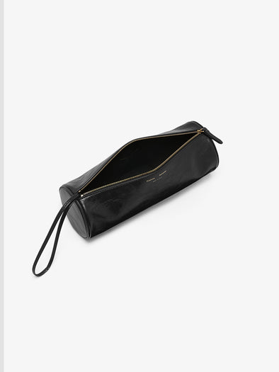 Proenza Schouler Aerial image of Silo Clutch in Shiny Calf in Black