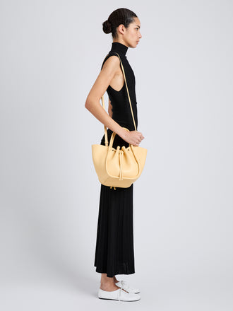 Proenza Schouler Image of model wearing Small Ruched Tote in Birch