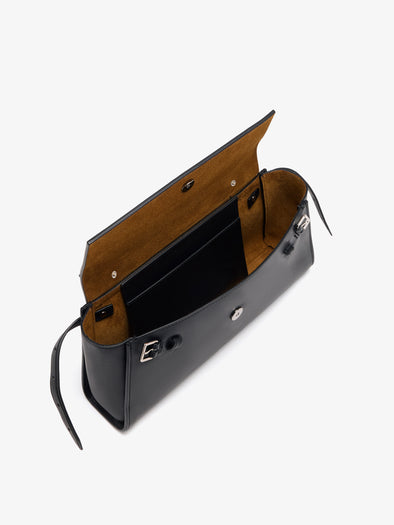 Proenza Schouler Aerial image of Tate Clutch with Strap in Smooth Calf in Black
