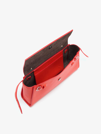 Proenza Schouler Aerial image of Tate Clutch with Strap in Smooth Calf in Vermillion