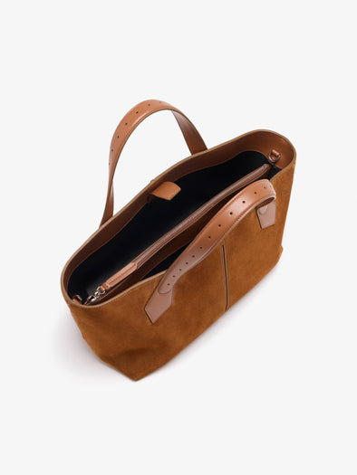 Proenza Schouler Aerial image of East West Chelsea Tote in Soft Suede in Saddle