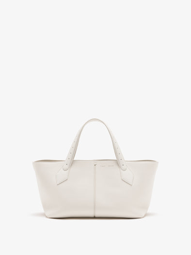 Proenza Schouler Front image of East West Chelsea Tote in Pebbled Calf in Soft White