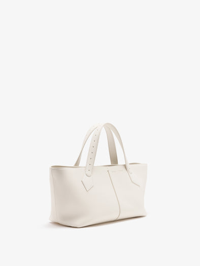 Proenza Schouler Side image of East West Chelsea Tote in Pebbled Calf in Soft White