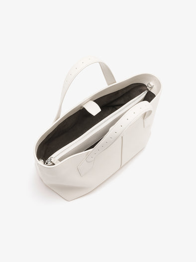 Proenza Schouler Aerial image of East West Chelsea Tote in Pebbled Calf in Soft White