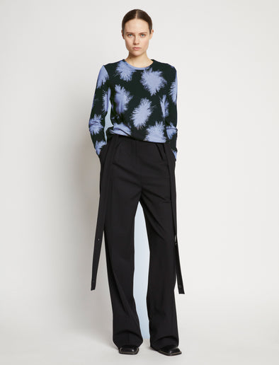 Proenza Schouler front image of model wearing Feather Dot Print T-Shirt in periwinkle
