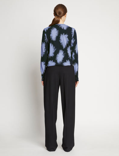 Proenza Schouler back image of model wearing Feather Dot Print T-Shirt in periwinkle