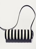 Front image of Silo Bag in Pieced Stripes in Black/White