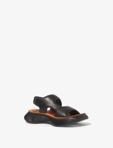 Proenza Schouler Front 3/4 image of Leather Rec Sandals in black