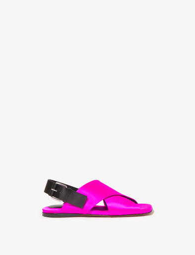 Side image of Square Crossover Sandals in FUSCHIA