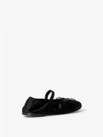 Back image of Glove Mary Jane Ballet Flats in Satin in BLACK