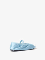 Back image of Glove Mary Jane Ballet Flats in Satin in PALE BLUE