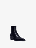 Front 3/4 image of Bronco Ankle Boots in Brushed Calf in black