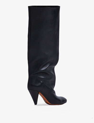 Back image of Cone Knee High Boots in BLACK