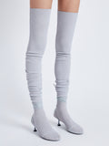 Image of model wearing Tee Over The Knee Boots in Viscose Knit in grey