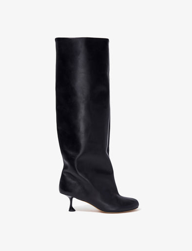 Front image of Tee Knee High Boots in black