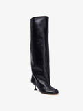 Front 3/4 image of Tee Knee High Boots in black