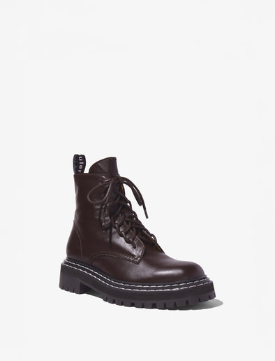 Proenza Schouler front 3/4 image of combat boots in black