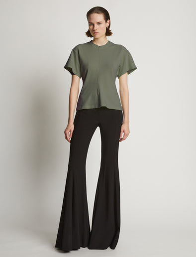 Proenza Schouler Front full length image of model wearing Eco Cotton Waisted T-Shirt in Sage