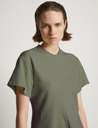 Proenza Schouler Front cropped image of model wearing Eco Cotton Waisted T-Shirt in Sage