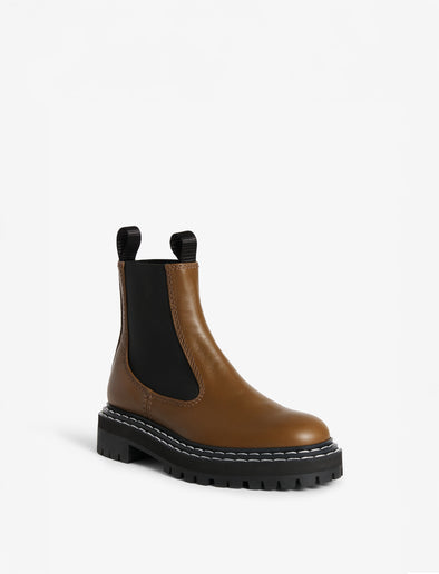 Proenza Schouler Front 3/4 image of Lug Sole Chelsea Boots in khaki