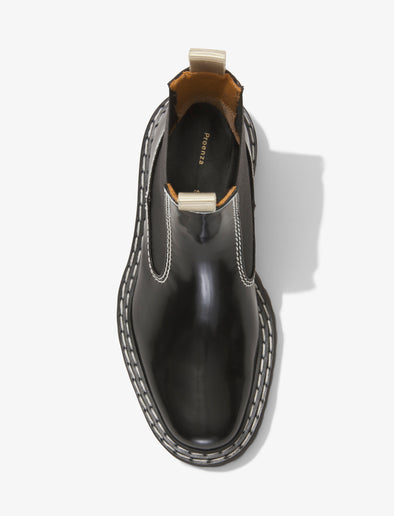 Proenza Schouler aerial image of Lug Sole Chelsea Boots in black