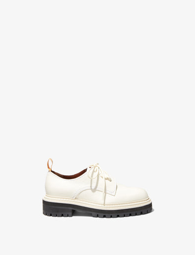 Proenza Schouler Side image of lace up loafer in white