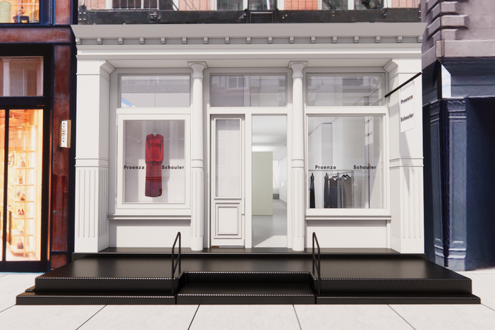 digital rendering of the outside of 153 Mercer Proenza Schouler flagship store in Soho