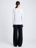 Proenza Schouler Back image of model wearing Solid Tissue Jersey Long Sleeve Tee in WHITE
