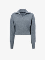 Flat image of Jeanne Polo Sweater in Eco Cashmere in grey melange