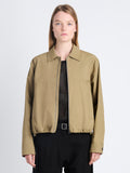 Front cropped image of model wearing Emerson Jacket In Washed Cotton Poplin in DRAB