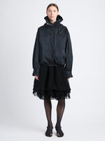 Front image of model wearing Maxwell Anorak In Nylon Gabardine in black buttoned up