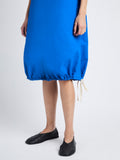 Detail image of model wearing Emilia Dress In Lightweight Crinkle Poplin in BLUE