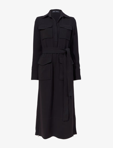 Flat image of Vanessa Dress in Matte Viscose Crepe in black