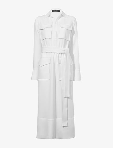 Flat image of Vanessa Dress in Matte Viscose Crepe in white