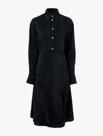 Flat image of image of Olympia Dress In Washed Habotai in black