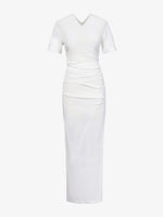 Flat image of Sidney Dress In Silk Viscose in off white