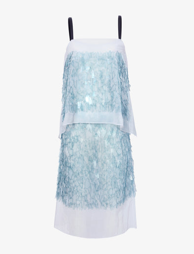 Flat image of Dia Dress In Glass Sequin Embroidery in clear