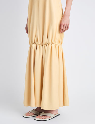 Detail image of model in Margot Dress In Glossy Leather in resin