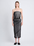 Front image of model wearing Gwen Strapless Dress In Silk Nylon in black