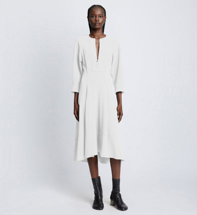Front image of Matte Viscose Crepe Dress in WHITE