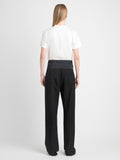Back image of model in Talia V-Neck Top  In Eco Cotton Jersey in white