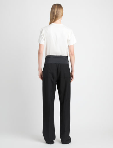 Back image of model in Talia V-Neck Top In Eco Cotton Jersey in white