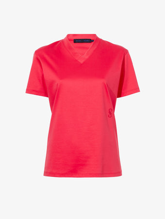 Still Life image of Talia V-Neck Top In Eco Cotton Jersey in RED