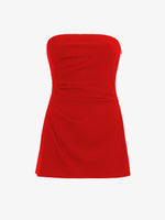 Flat image of Matte Viscose Crepe Strapless Top in RED