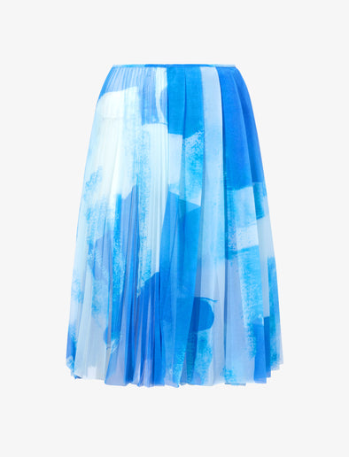 Flat image of Judy Skirt In Printed Nylon Jersey in cerulean