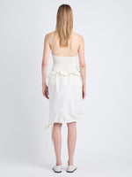 Back full length image of model wearing Hayley Skirt In Ligthweight Crinkle Poplin in OFF WHITE