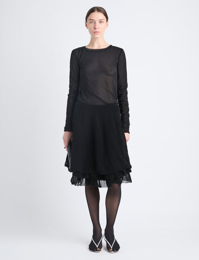 Front image of model wearing Julia Skirt In Micro Pleat Jersey in black