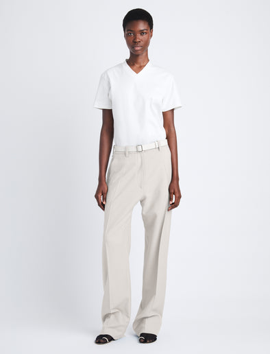 Front image of model in Otis Pant In Viscose Wool in cream