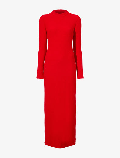 Flat image of Lara Knit Dress In Viscose Boucle in red